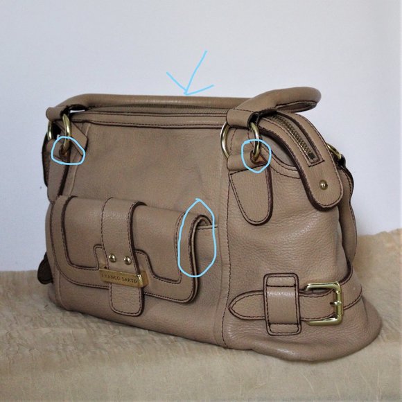 Franco Sarto Dark Beige Leather Handbag - Picture 8 of 9